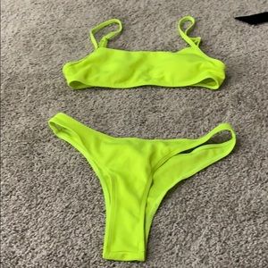 Neon green 2 piece swimsuit